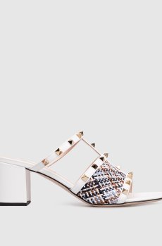 Белые комбинированные мюли Rockstud