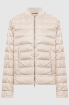 Бежевая пуховая куртка с цепочкой