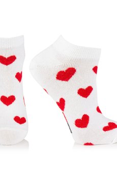 Носки женские AmiGA укороченные, белые, с сердцами, размер 23-25