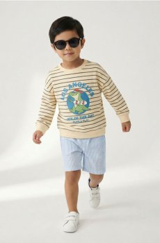 Світшот прямого крою з опущеною лінією плечей - кремовий