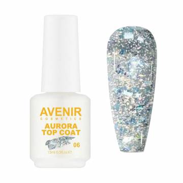 Топ для гель-лака Avenir Cosmetics Aurora Top Coat 06, 15 мл Топ для гель-лака Avenir Cosmetics Aurora Top Coat 06, 15 мл