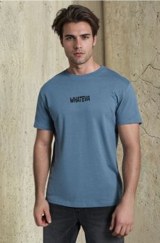 Бавовняна футболка з написом - синій