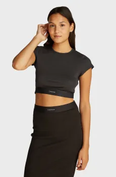 Женский черный топ RIB CROP TEE Черный XL Calvin Klein LV00QS7349