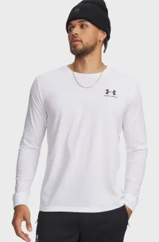 Мужской белый лонгслив UA SPORTSTYLE LEFT CHEST LS Белый L Under Armour 1329585-100