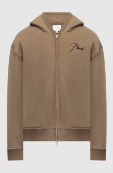 Утепленная спортивная куртка хаки с вышивкой логотипа