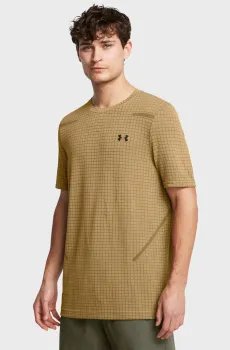 Мужская бежевая футболка в клетку Vanish Seamless Grid Бежевый M Under Armour 1376921-263