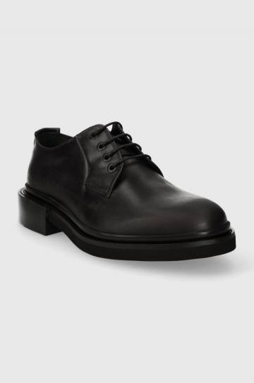 Кожаные туфли Calvin Klein POSTMAN DERBY мужские цвет чёрный HM0HM01356 Кожаные туфли Calvin Klein POSTMAN DERBY мужские цвет чёрный HM0HM01356