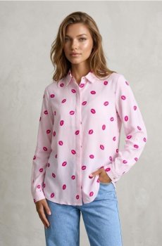 Сорочка з довгим рукавом з візерунком - пастельний рожевий