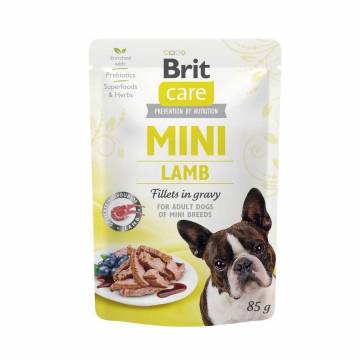 Влажный корм для собак малых пород Brit Care Mini Lamb Fillets In Gravy с филе ягнят в соусе, 85 г Влажный корм для собак малых пород Brit Care Mini Lamb Fillets In Gravy с филе ягнят в соусе, 85 г