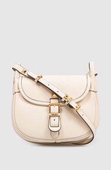 Бежевая кожаная сумка-седл