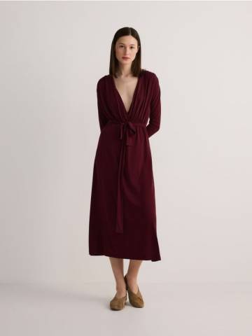 Reserved - Сукня міді з модальним принтом - буряковий - 843CB-83X Reserved - Сукня міді з модальним принтом - буряковий - 843CB-83X