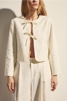 Reserved - Жилет для костюма з льону - білий - 536AO-00X