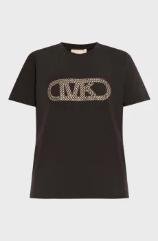 Женская черная футболка GROMMET EMPIRE CLSSIC TEE Черный XS Michael Kors MT4519LANU