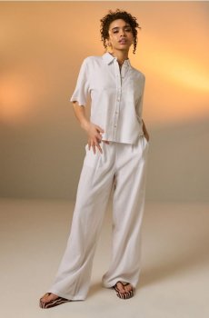 Широкі штани з домішкою льону - білий
