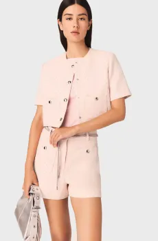 Женский розовый твидовый жакет Розовый 36 MAJE MFPVE00799_Pink