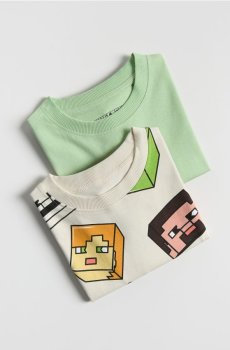 Reserved - Бавовняна футболка Minecraft 2 шт. - блідо-зелений - 884HR-07X