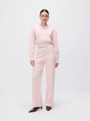 Reserved - Широкі штани з віскози - пастельний рожевий - 484IM-03X