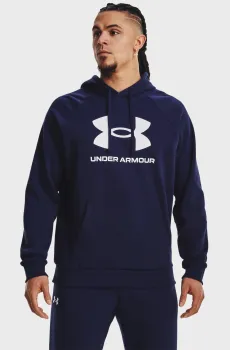 Мужское темно-синее худи UA Rival Fleece Logo HD Синий L Under Armour 1379758-410
