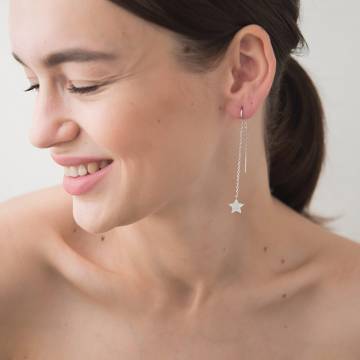 Серебряные серьги "Звездочки" с фианитами 121743 Серебряные серьги "Звездочки" с фианитами 121743