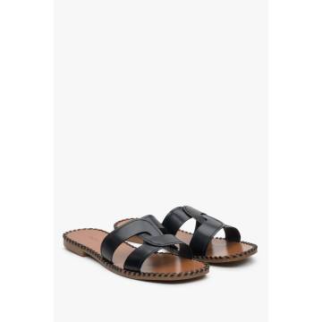 Шльопанці шкіряні чорні Estro ER00113381