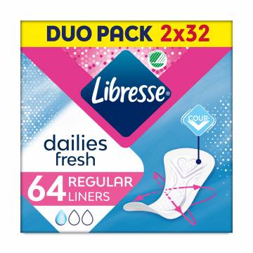 Ежедневные прокладки Libresse Dailies V-Protection & Freshness Regular впитывающие, 64 шт Ежедневные прокладки Libresse Dailies V-Protection & Freshness Regular впитывающие, 64 шт