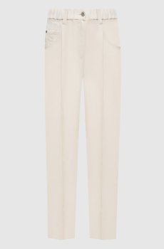Брюки цвета айвори с леном