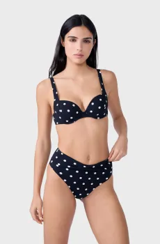 Женский черный лиф от купальника в горошек POLKY Черный 80C Etam 6552781