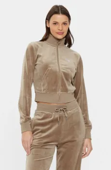 Женская бежевая велюровая спортивная кофта Бежевый S Guess V3BQ22.KBXI2;D104