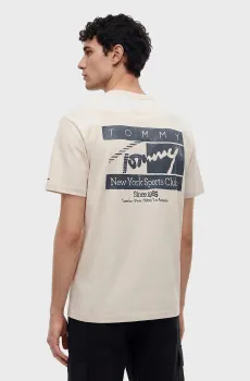Мужская бежевая футболка REG SIGN FLAG SS TEE EXT Бежевый M Tommy Jeans DM0DM23177