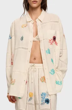 Женская бежевая рубашка с узором Бежевый M Bimba Y Lola 251BR2023.10609