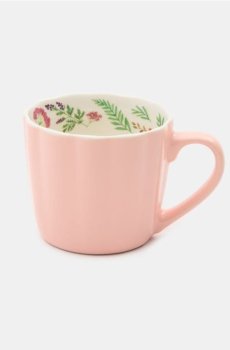 Керамічне горня з рослинним принтом - рожевий