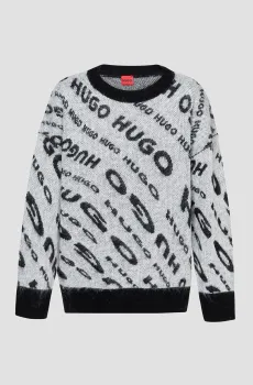 Женский серый джемпер с узором Серый XL HUGO 50500802;965