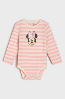 Бавовняне боді з принтом Minnie Mouse - кремовий