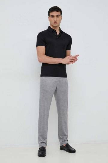 Поло Emporio Armani мужской цвет чёрный однотонный Поло Emporio Armani мужской цвет чёрный однотонный