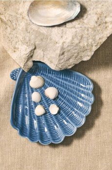 Декоративний керамічний піднос у формі мушлі - індиго