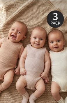 Набір з 3 бавовняних боді - сірий