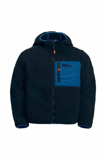 Детская кофта Jack Wolfskin ICE CURL HOOD цвет синий с капюшоном однотонная Детская кофта Jack Wolfskin ICE CURL HOOD цвет синий с капюшоном однотонная