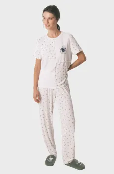 Женская белая пижама с узором (футболка, брюки) Mafalda Белый M womensecret 3132153