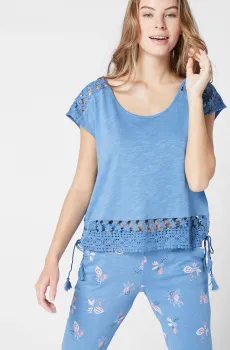 Женская синяя футболка BARAKA Синий XS Etam 6505080