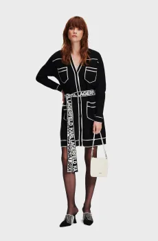 Женский черный кардиган BRANDED BELTED CARDIGAN Черный XS Karl Lagerfeld 240W2020