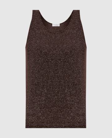 Коричневый топ с кашемиром и шелком с люрексом