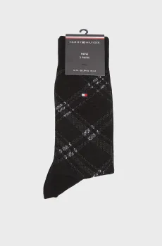 Мужские черные носки (2 пары) CHECK Черный 43-46 Tommy Hilfiger 701236310