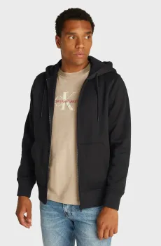 Мужское черное худи LOGO TAPE ZIP THROUGH HOODIE Черный S Calvin Klein Jeans J30J326138
