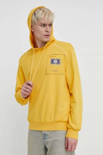 Кофта Desigual MARIO мужская цвет жёлтый с капюшоном с принтом 24SMSK11 Кофта Desigual MARIO мужская цвет жёлтый с капюшоном с принтом 24SMSK11
