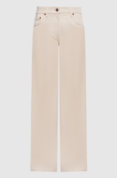 Бежевые джинсы клеш с патчем логотипа