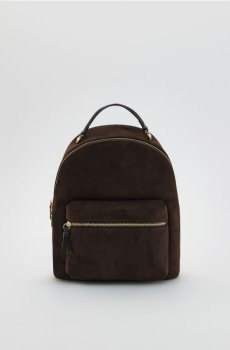 Reserved - Рюкзак зі штучної замші - темно коричневий - 765FC-89X