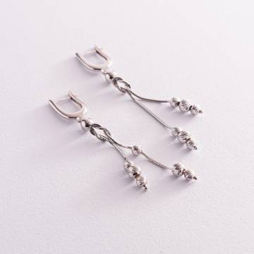 Серебряные серьги "Шарики" на цепочке 123151 Серебряные серьги "Шарики" на цепочке 123151