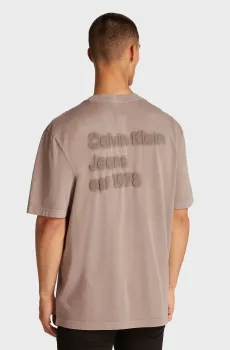 Мужская бежевая футболка WASHED PUFF PRINT TEE Бежевый L Calvin Klein Jeans J30J327078