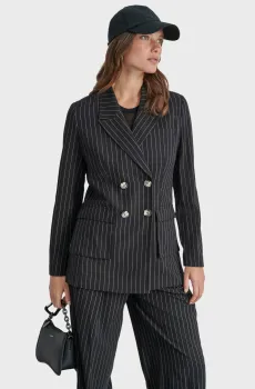 Женский черный блейзер в полоску Черный M DKNY D2G4A213