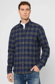 Мужская темно-синяя рубашка в клетку Синий XS BOSS 50550049;473
